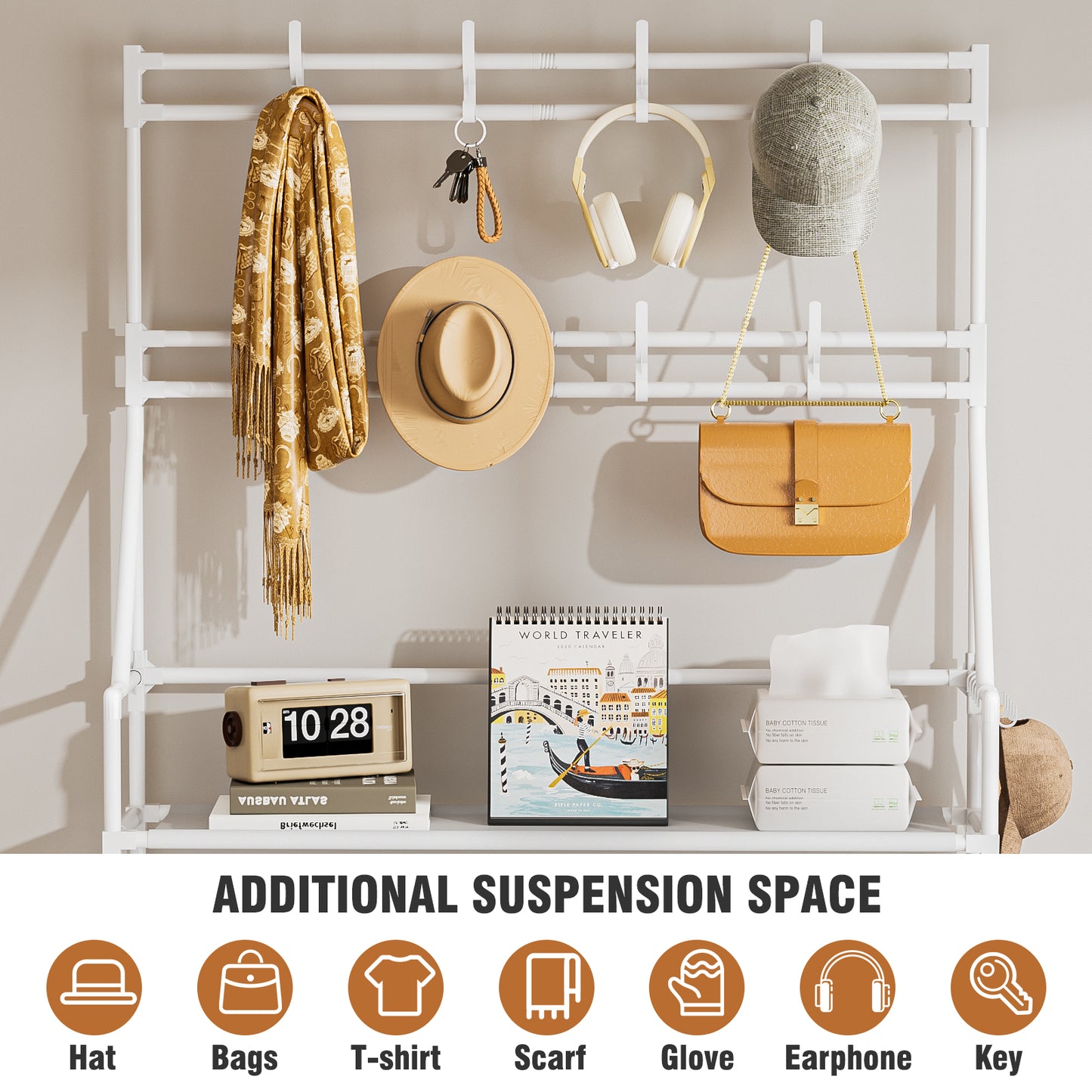 OYREL Shoe Rack 5 Tier Shoe Racks Organizer 20-25 Pairs Shoes Rack for Closet Entrance Shoe Storage Shelf with Hooks and Side Pocket Entryway Shoe Holder Space Saving Free Standing Shoe Racks