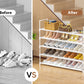 OYREL Shoe Rack 5 Tier 20-25 Pairs Shoes, Shoe Storage Organizer Large with Side Bag Space Saving for Closet, Entryway, Garage, Bedroom Non-Woven Shoe Rack Shelf White