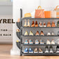 OYREL Shoe Rack 5 Tier 20-25 Pairs Shoes, Shoe Storage Organizer Large with Side Bag Space Saving for Closet, Entryway, Garage, Bedroom Non-Woven Shoe Rack Shelf Black