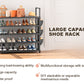 OYREL Shoe Rack 5 Tier 20-25 Pairs Shoes, Shoe Storage Organizer Large with Side Bag Space Saving for Closet, Entryway, Garage, Bedroom Non-Woven Shoe Rack Shelf Black