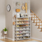 OYREL Shoe Rack 8 Tier Large Shoe Organizer Storage 32-40 Pairs Metal Shoe Storage Rack with Hooks and Side Pocket for Entrance Entryway Closet Shoe Shelf Holder