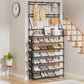OYREL Shoe Rack 7 Tier Sturdy Shoe Racks for Closet Shoes Organizer for 28-35 Pairs Large Capacity Shoe Storage Rack with Multifunctional 5 Hooks and Side Pocket for Entrance Entryway