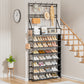 OYREL Shoe Rack 8 Tier Large Shoe Organizer Storage 32-40 Pairs Metal Shoe Storage Rack with Hooks and Side Pocket for Entrance Entryway Closet Shoe Shelf Holder