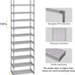 OYREL 10-Tier Metal Shoe Rack, Narrow Shoe Rack Organizer, Sturdy Shoe Shelf for Closets, Entryway, Bedroom, Garage - Silver