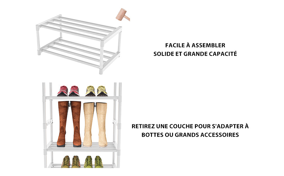 OYREL Étagère à Chaussures 10 Niveaux Gain de Place, Organisateur de Chaussures Grande capacité pour 20-25 Paires, Armoire à Chaussures métallique Haute et étroite, pour entrée, Salon, Chambre