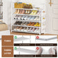 OYREL Shoe Rack 5 Tier 20-25 Pairs Shoes, Shoe Storage Organizer Large with Side Bag Space Saving for Closet, Entryway, Garage, Bedroom Non-Woven Shoe Rack Shelf White