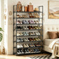 OYREL Shoe Rack 8 Tier 32-40 Pairs Shoes, Shoe Storage Organizer Large with Side Bag Space Saving for Closet, Entryway, Garage, Bedroom Non-Woven Shoe Rack Shelf Black
