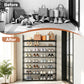 OYREL Shoe Rack 8 Tier 32-40 Pairs Shoes, Shoe Storage Organizer Large with Side Bag Space Saving for Closet, Entryway, Garage, Bedroom Non-Woven Shoe Rack Shelf Black