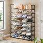 OYREL Shoe Rack 8 Tier 32-40 Pairs Shoes, Shoe Storage Organizer Large with Side Bag Space Saving for Closet, Entryway, Garage, Bedroom Non-Woven Shoe Rack Shelf Black