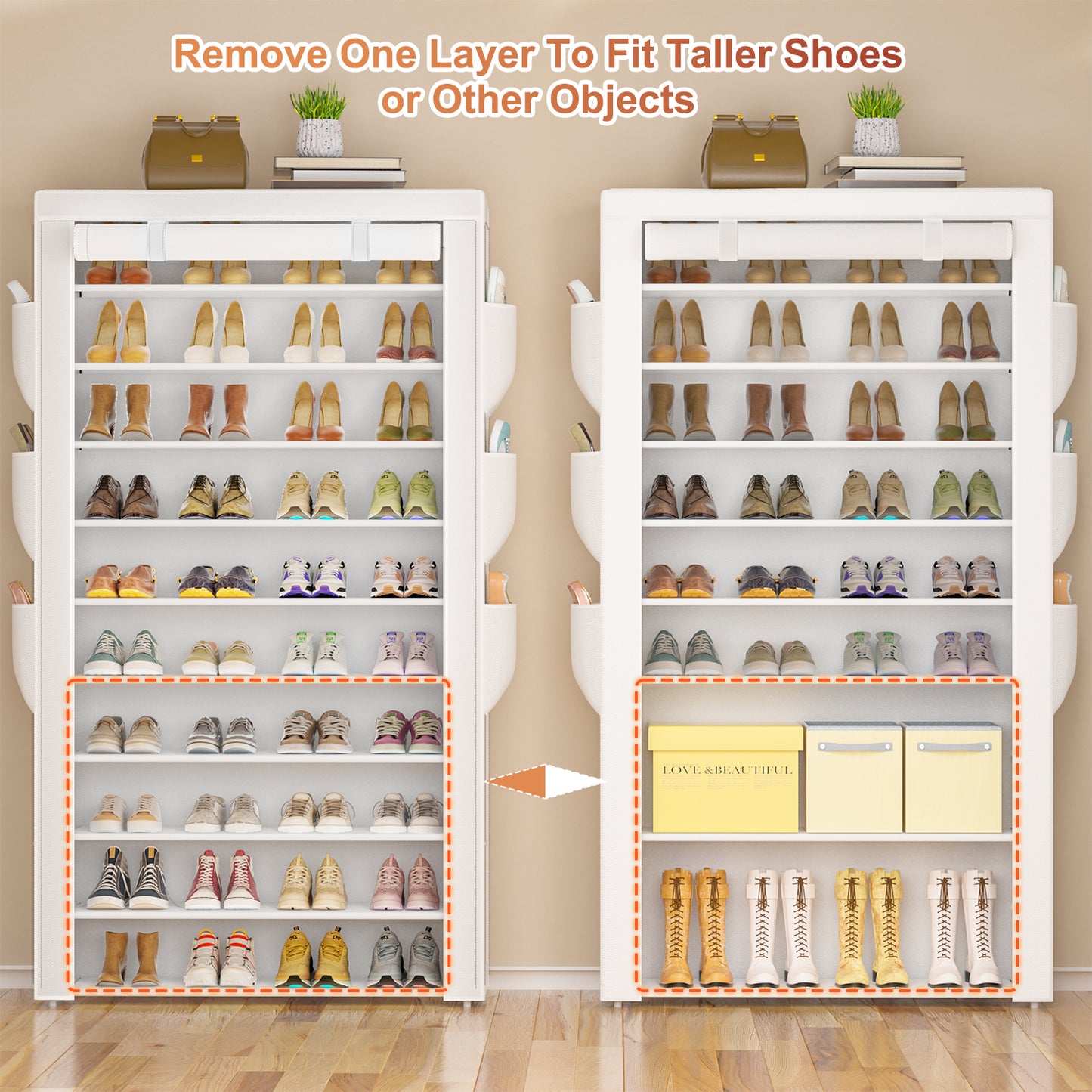 OYREL Shoe Rack 10Tier Large Capacity 50-56Pairs Beautiful Tall Shoe Shelf Free Standing Storage Cabinet Entryway Closet