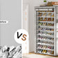 OYREL 10 Tier Shoe Rack Cabinet with Dustproof Cover, Large Capacity Shoe Stand Metal Frame, Shoe Racks Storage Space Saver for 50-56 Pairs Shoes, Shoe Shelves for Inside Wardrobe, Living Room,Hallway
