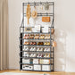 OYREL Shoe Rack 7 Tier Sturdy Shoe Racks for Closet Shoes Organizer for 28-35 Pairs Large Capacity Shoe Storage Rack with Multifunctional 5 Hooks and Side Pocket for Entrance Entryway