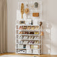 OYREL Shoe Rack 7 Tier Sturdy Shoe Racks for Closet Shoes Organizer for 28-35 Pairs Large Capacity Shoe Storage Rack with Multifunctional 5 Hooks and Side Pocket for Entrance Entryway