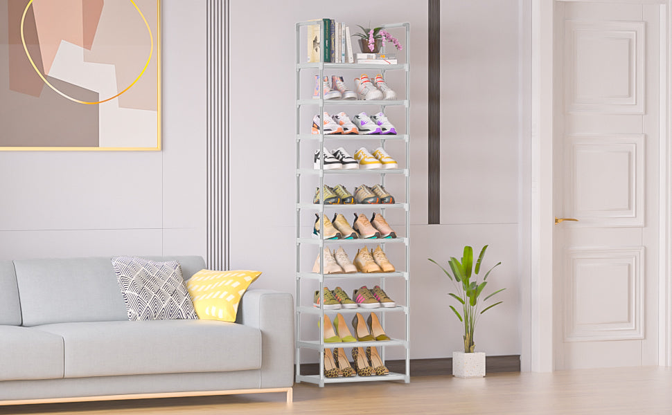 OYREL Sturdy Metal Shoe Rack Organizer, Narrow Shelf Stand for Closets