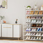 OYREL Shoe Rack 8 Tier 32-40 Pairs Shoes, Shoe Storage Organizer Large with Side Bag Space Saving for Closet, Entryway, Garage, Bedroom Non-Woven Shoe Rack Shelf White