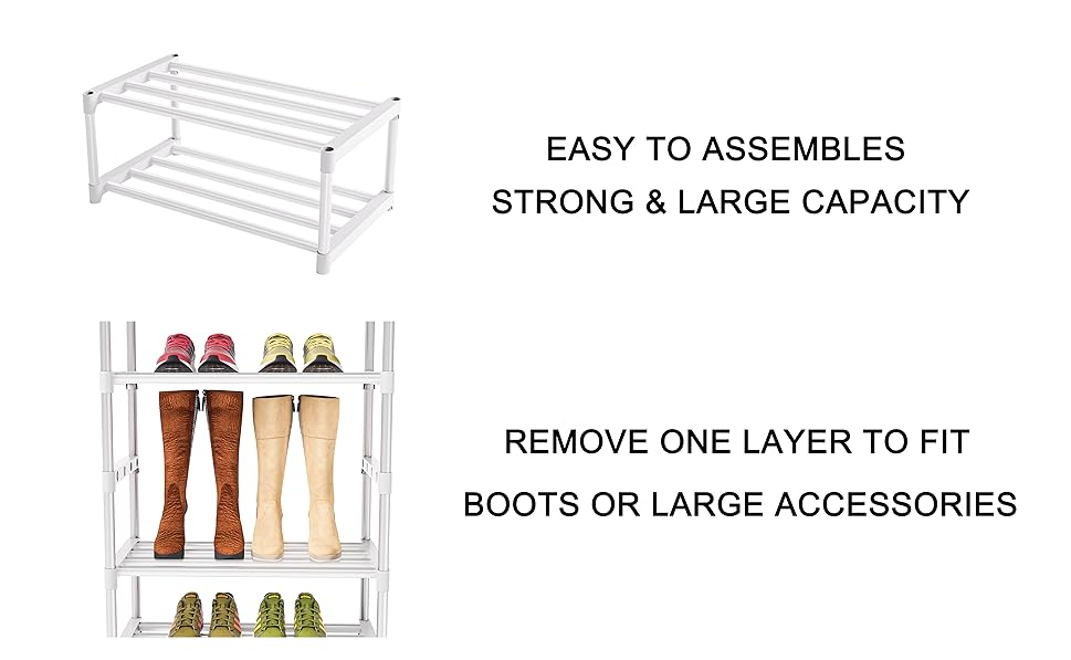 OYREL Sturdy Metal Shoe Rack Organizer, Narrow Shelf Stand for Closets