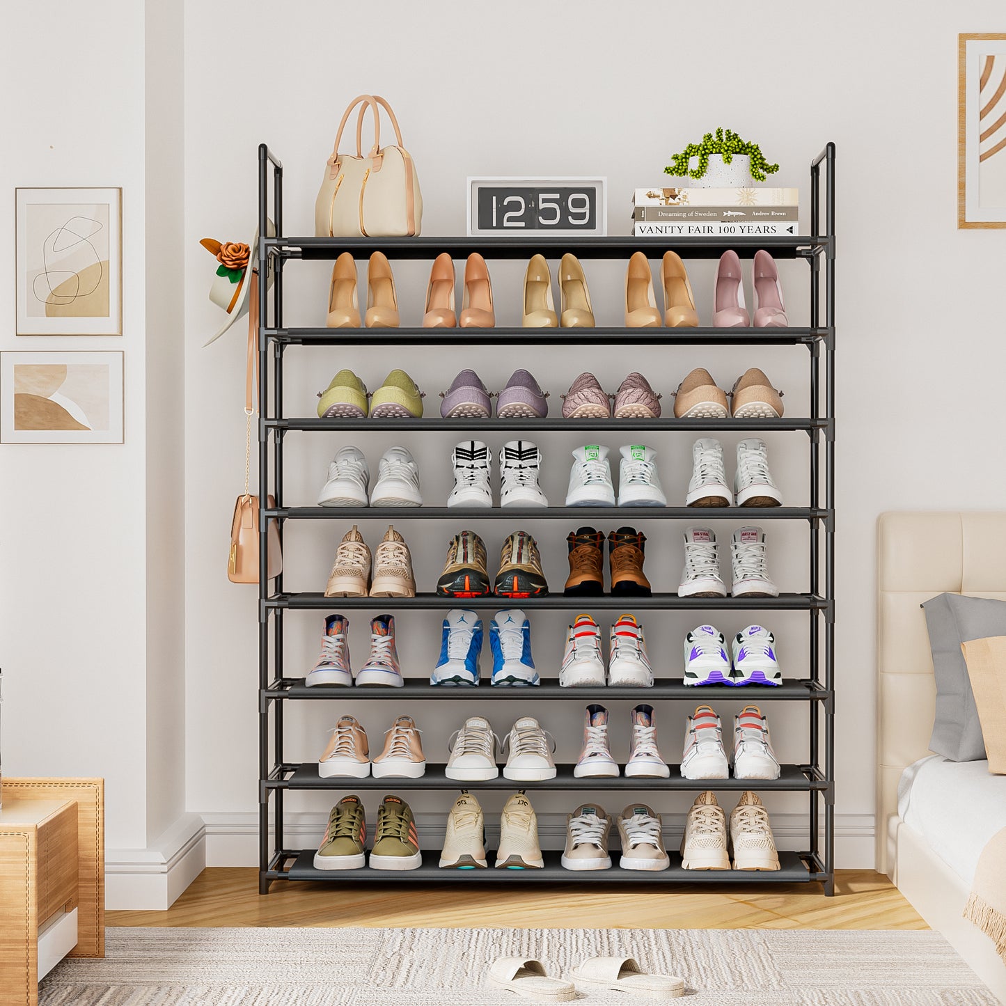 OYREL Scarpiera a 8 ripiani, organizer per scarpe, 32-40 paia, scarpiera per armadio, salvaspazio, scarpiera