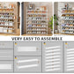 OYREL Shoe Rack 8 Tier 32-40 Pairs Shoes, Shoe Storage Organizer Large with Side Bag Space Saving for Closet, Entryway, Garage, Bedroom Non-Woven Shoe Rack Shelf White