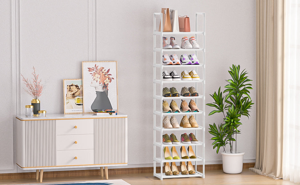 OYREL Sturdy Metal Shoe Rack Organizer, Narrow Shelf Stand for Closets