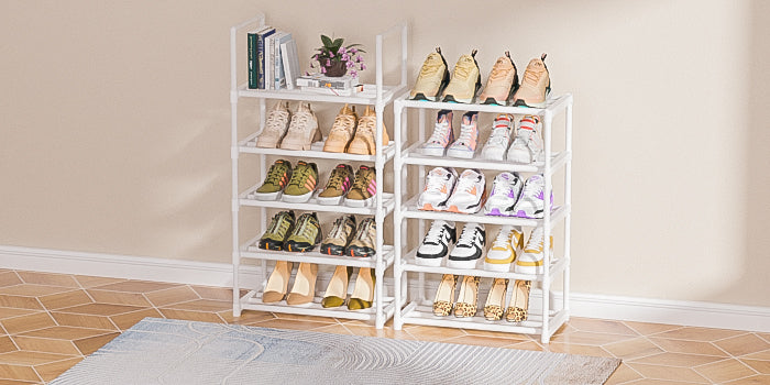 OYREL Sturdy Metal Shoe Rack Organizer, Narrow Shelf Stand for Closets
