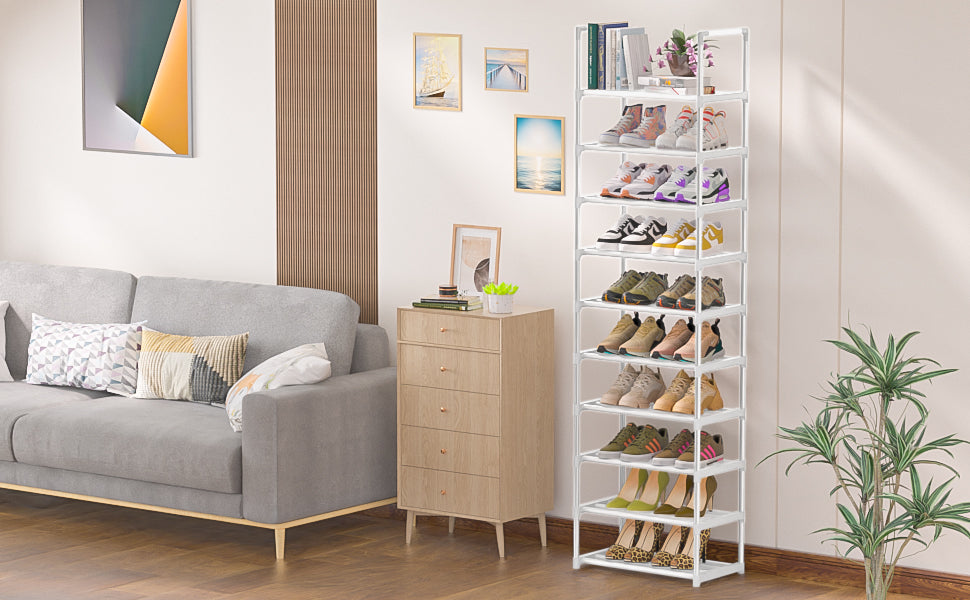 OYREL Sturdy Metal Shoe Rack Organizer, Narrow Shelf Stand for Closets