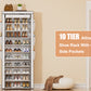 OYREL Shoe Rack 10 Tier Tall 36-41Pairs with 6 Large Pockets Large Storage Capacity Dustproof Shoes Storage for Closet Entryway, Sturdy Black Shoe Organizer Stand Shelf with Cover