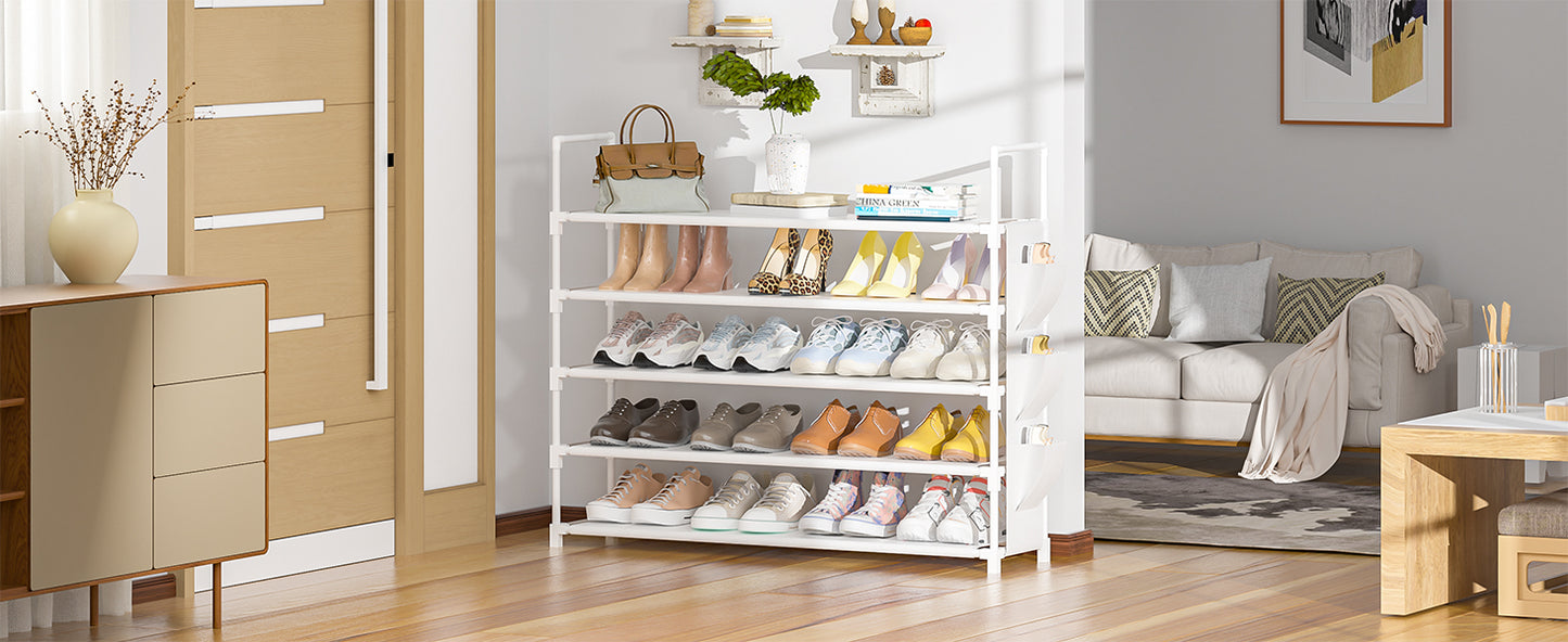 Shoe Rack 5 Tier Shoe Organizer Shoe Storage 20-25 Pairs Shoe Rack for Closet Shoe Rack Organizer Entryway Shoe Holder Space Saving Shoe Shelf Shoe Stand Large Tall Shoe Tower Bedroom Garage Door