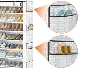 OYREL Shoe Rack 10 Tier Tall 36-41Pairs with 6 Large Pockets Large Storage Capacity Dustproof Shoes Storage for Closet Entryway, Sturdy Black Shoe Organizer Stand Shelf with Cover