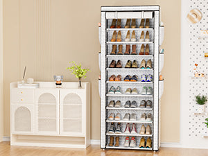 OYREL Shoe Rack 10 Tier Tall 36-41Pairs with 6 Large Pockets Large Storage Capacity Dustproof Shoes Storage for Closet Entryway, Sturdy Black Shoe Organizer Stand Shelf with Cover