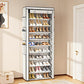 OYREL Shoe Rack 10 Tier Tall 36-41Pairs with 6 Large Pockets Large Storage Capacity Dustproof Shoes Storage for Closet Entryway, Sturdy Black Shoe Organizer Stand Shelf with Cover