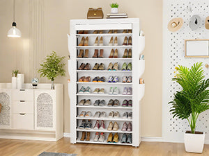 OYREL Shoe Rack 10Tier Large Capacity 50-56Pairs Beautiful Tall Shoe Shelf Free Standing Storage Cabinet Entryway Closet