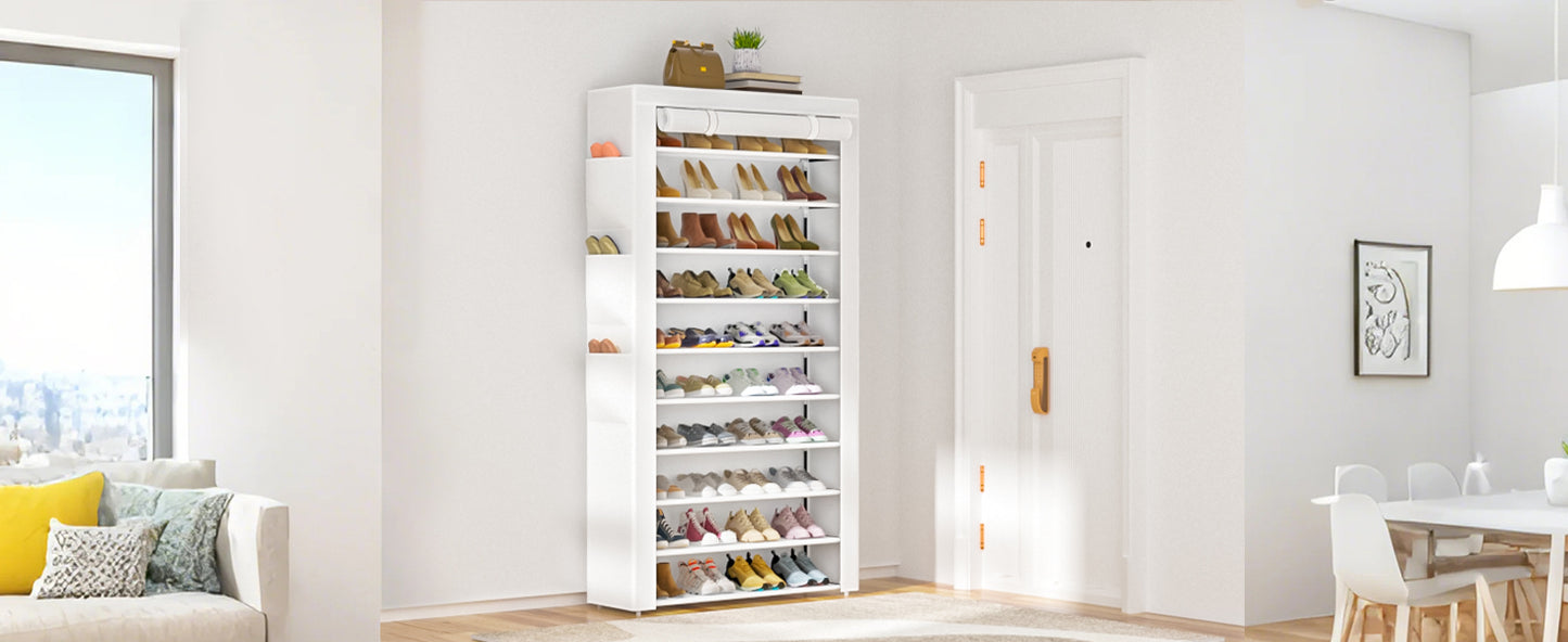 OYREL Shoe Rack 10Tier Large Capacity 50-56Pairs Beautiful Tall Shoe Shelf Free Standing Storage Cabinet Entryway Closet