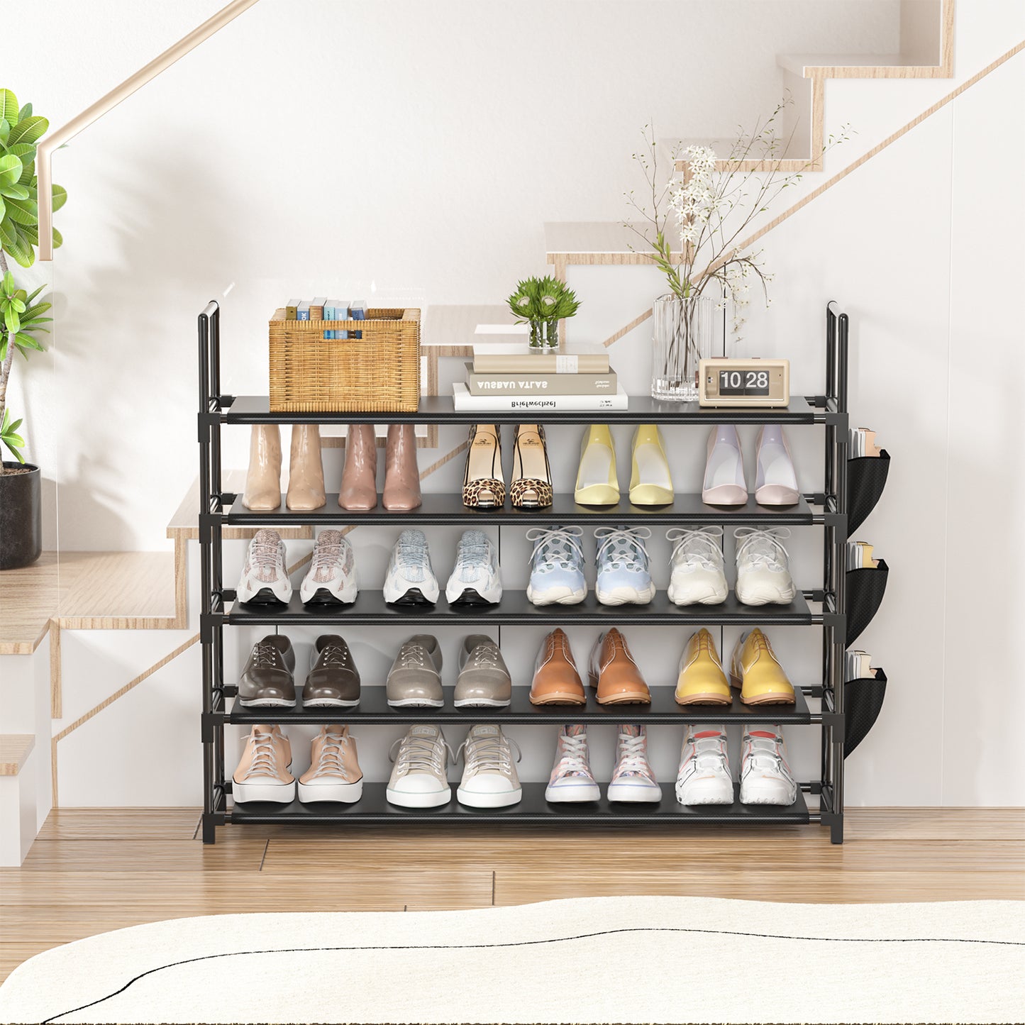OYREL Zapatero de 5 Niveles, Organizador de Zapatos, 20 – 25 Pares, Zapatero para Armario, Organizador de Entrada, Zapatero, Ahorro de Espacio, Zapatero Grande