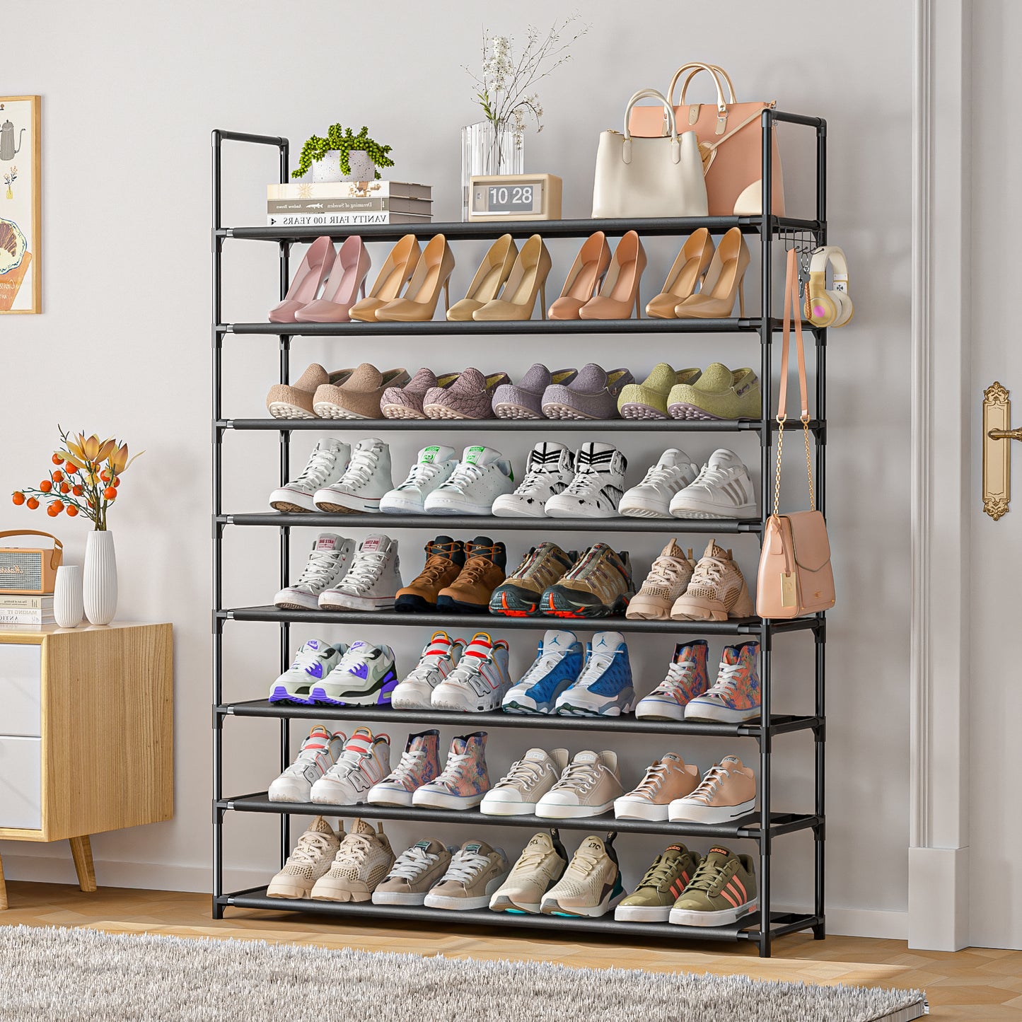 OYREL Étagère à Chaussures à 8 étages - Rangement de Chaussures - 32 à 40 Paires - Étagère à Chaussures pour Armoire - Organiseur d'entrée - Support à Chaussures Peu encombrant