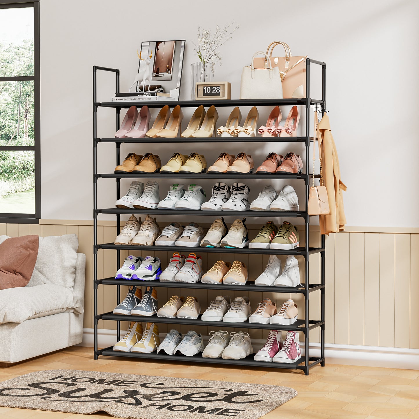 OYREL Zapatero de 8 Niveles, Organizador de Zapatos de 32 a 40 Pares, para Armario, Organizador de Entrada, Zapatero, Ahorro de Espacio, Zapatero, Grande, Torre de Zapatos