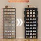 OYREL Shoe Rack with Cover 10+1 Tier Tall 36-41 Pairs with 6 Side Pockets Large Storage Capacity Dustproof Shoes Storage for Closet Entryway, Sturdy Black Shoe Organizer Stand Shelf