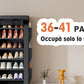 OYREL Scarpiera a 11 Ripiani in Tessuto Antipolvere Chiusa o Aperta, Scaffale Portascarpe con Copertura di Tessuto, 6 Tasche Laterali, per Scarpe da Ginnastica, Tacchi Alti, Ciabatte