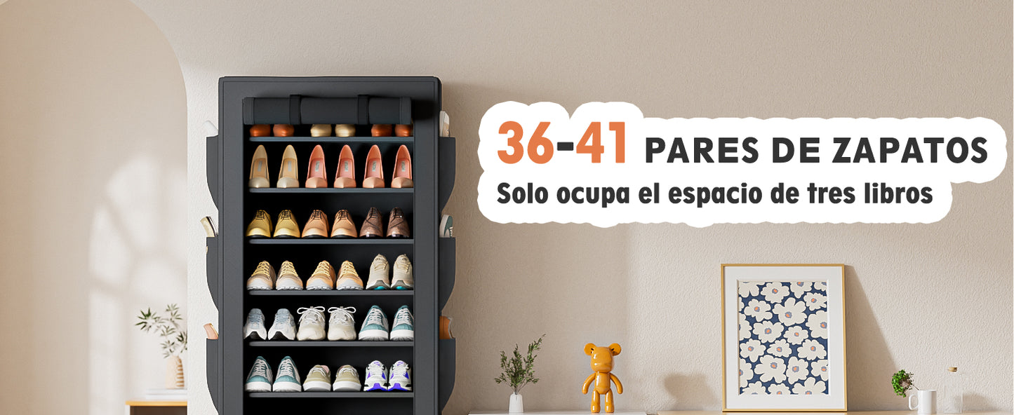 OYREL Zapatero Tela de 11 Niveles, Organizador de Zapatos con Funda de Tela,Zapatero Grande y Alto para 36-41 Pares, con Bolsillo Lateral Grande en Ambos Lados, para Armario Entrada