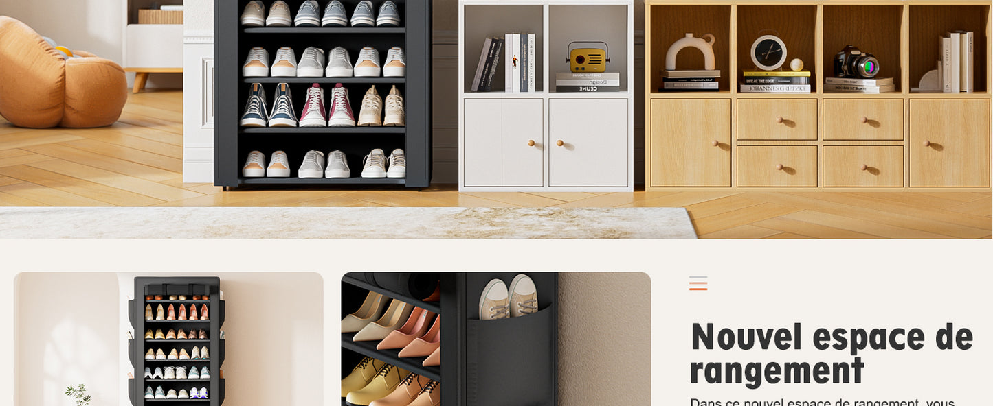 OYREL Étagère à Chaussures 11 Niveaux, Grande Armoire à Chaussures Haute pour 36-41 Paires de Chaussures, Stockage Chaussure-Organisateur avec Couverture étanche à la poussière