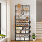 Shoe Rack 7 Tier Shoe Organizer Storage 21-28 Pairs Closet Shoes Rack for Front Door Entrance Shoe Rack Organizer with Hooks Side Pocket Entryway Large Capacity Shoe Shelf Tower Garage