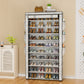 OYREL 10 Tier Shoe Rack Cabinet with Dustproof Cover, Large Capacity Shoe Stand Metal Frame, Shoe Racks Storage Space Saver for 50-56 Pairs Shoes, Shoe Shelves for Inside Wardrobe, Living Room,Hallway