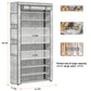 OYREL 10 Tier Shoe Rack Cabinet with Dustproof Cover, Large Capacity Shoe Stand Metal Frame, Shoe Racks Storage Space Saver for 50-56 Pairs Shoes, Shoe Shelves for Inside Wardrobe, Living Room,Hallway