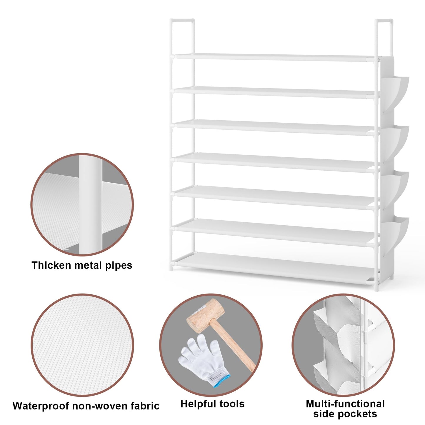 Shoe Rack 7 Tier Shoe Organizer Shoe Storage 28-35Pairs Shoe Rack for Closet Shoe Rack Organizer Entryway Shoe Holder Space Saving Shoe Shelf Shoe Stand Large Tall Shoe Tower Garage