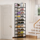 OYREL Shoe Rack, 10 Tier Sturdy Metal Shoe Storage Organizer, Space Saving Narrow Shelf for 10-20 Pairs, Tall Metal Frame Shoe Stand for Entryway, Closet, Garage, Black