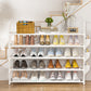 OYREL Shoe Rack 5 Tier 20-25 Pairs Shoes, Shoe Storage Organizer Large with Side Bag Space Saving for Closet, Entryway, Garage, Bedroom Non-Woven Shoe Rack Shelf White