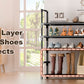 OYREL Shoe Rack 5 Tier 20-25 Pairs Shoes, Shoe Storage Organizer Large with Side Bag Space Saving for Closet, Entryway, Garage, Bedroom Non-Woven Shoe Rack Shelf Black