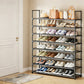 OYREL Shoe Rack 8 Tier 32-40 Pairs Shoes, Shoe Storage Organizer Large with Side Bag Space Saving for Closet, Entryway, Garage, Bedroom Non-Woven Shoe Rack Shelf Black