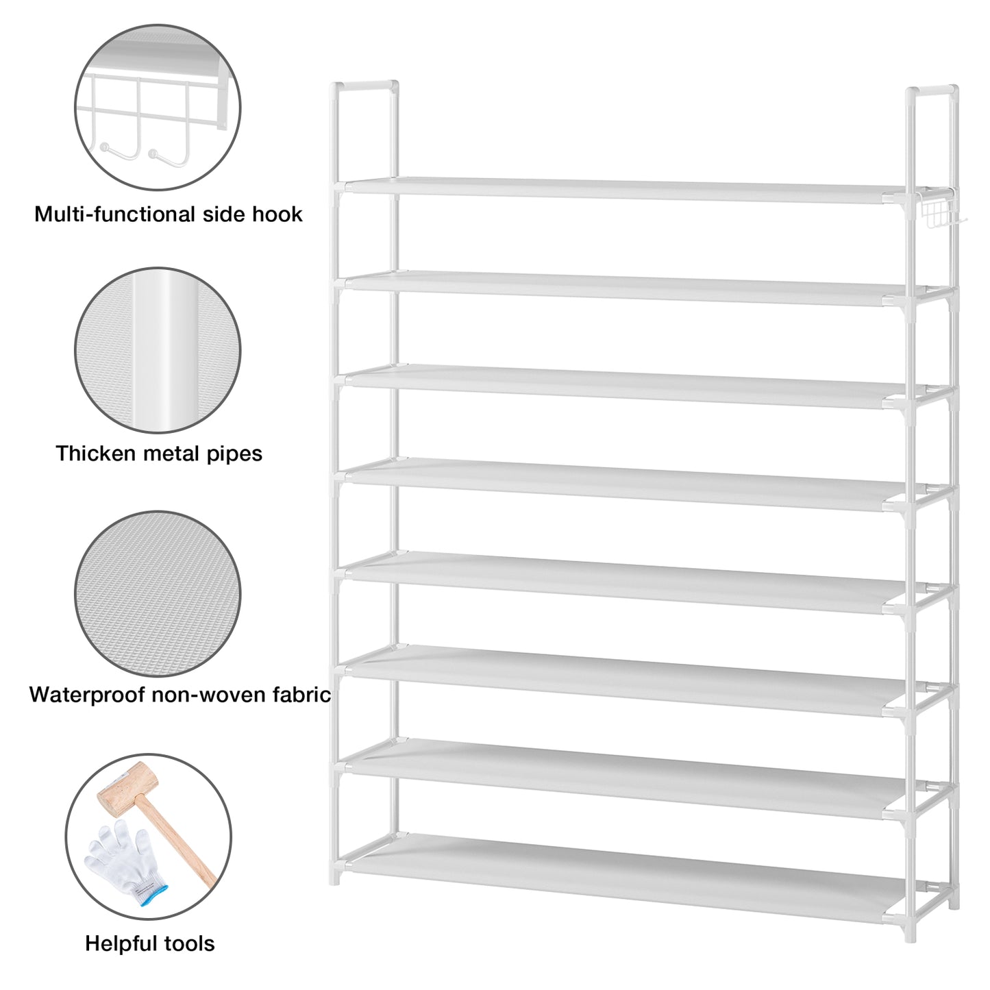OYREL 8 Tier Shoe Rack Organizer Large Shoe Storage Rack for Closet Entryway Shoe Holder Space Saving Shoe Shelf Shoe Stand Tall Shoe Tower Metal Shoe Rack Holds up to 32-40 Pairs of Shoes