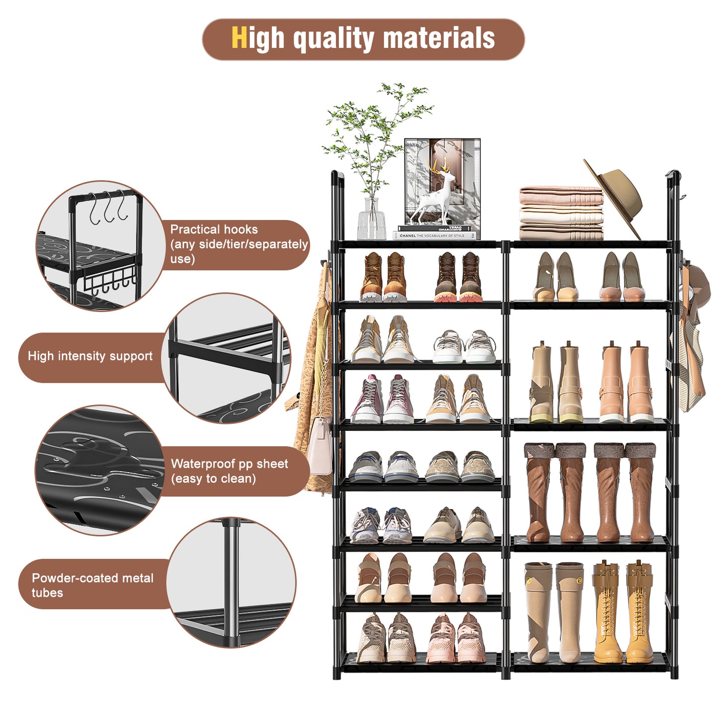 Shoe Rack Organizer 8 Tiers, Tall Shoe Racks Shelf Storage, 26-32 Pairs Vertical Large Rack,Stackable Shoes Racks for Entryway, Closet, Garage