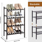 Narrow Shoe Rack for Closet,Sturdy Small Shoe Rack Organizer,4 Tier Stackable Shoe Storage for Small Space,Beautiful Natural Bamboo Shoe Rack Entryway